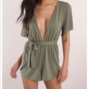 Plunging olive green romper (only worn once!)